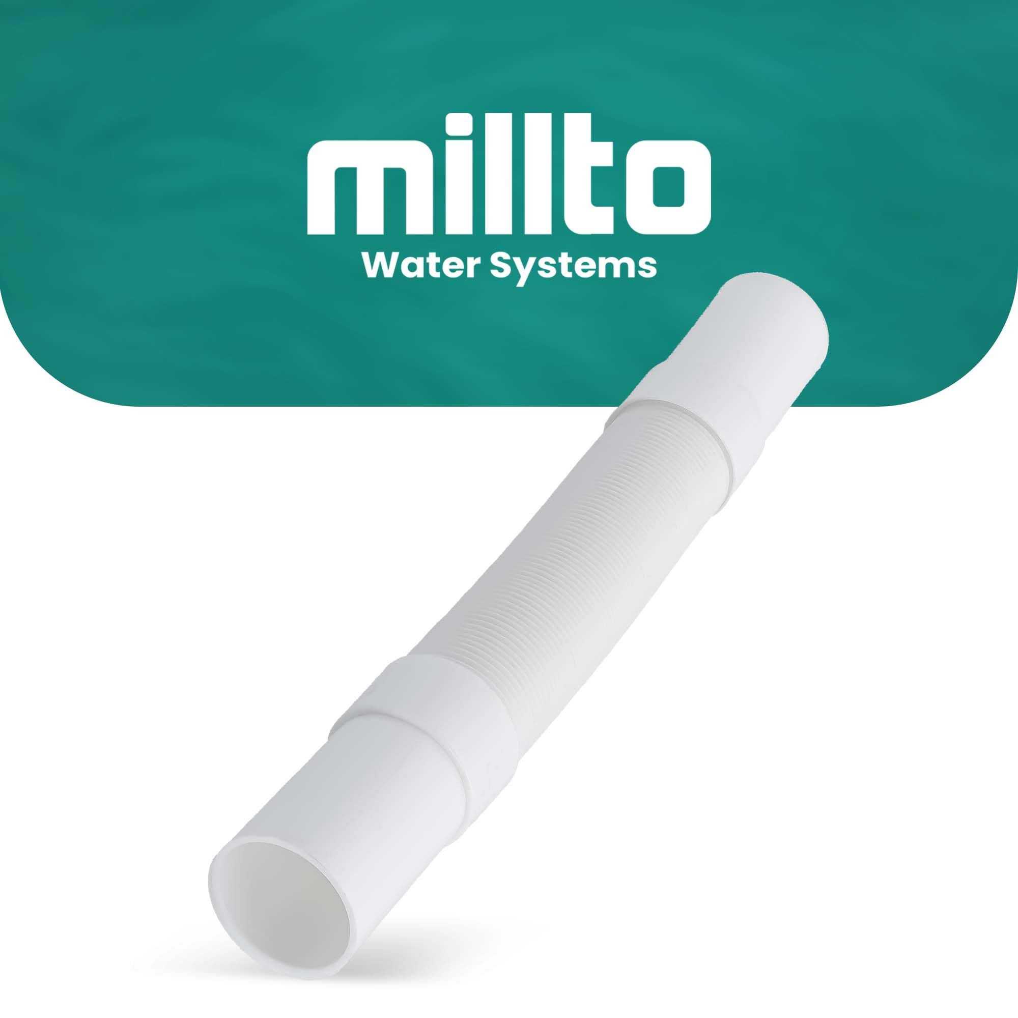 Millto™ Elastyczna rura odpływowa 32 mm biała przyłącze polipropylenowe uniwersalne połączenie wąż pasuje do wszystkich konfiguracji, regulowany