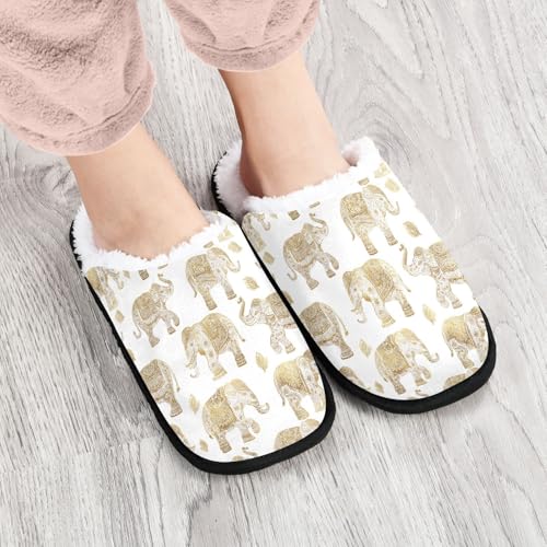 White Cute Mandala Elephant Slippers For Women Men Soft Memory Foam Non-Slip Animal Winter Indoor House Shoes Travel Slipper4