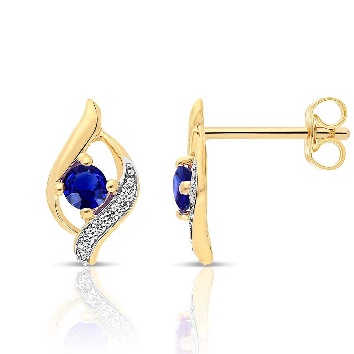Planetys - Ohrringe Damen Gelbgold 9 Karat (375/1000) Natürlicher Saphir