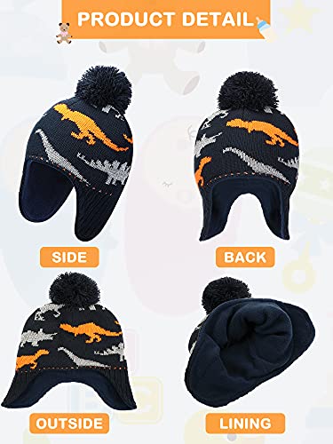 Baby Knitted Winter Hat and Gloves Set, Toddler Knit Snow Lined Hat and Gloves for 1-2 Years Old Girls Boys4