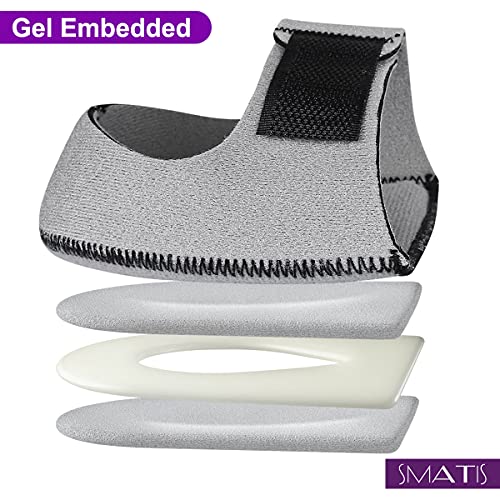 SMATIS Heel Protectors, Gray Heel Cups for Heel Pain, 2PCS Heel Cushion for Plantar Fasciitis Achilles Tendonitis Bone Spur Aching Feet Relieve Heel Pain(Size: Women 6-11 + Men 6-10)