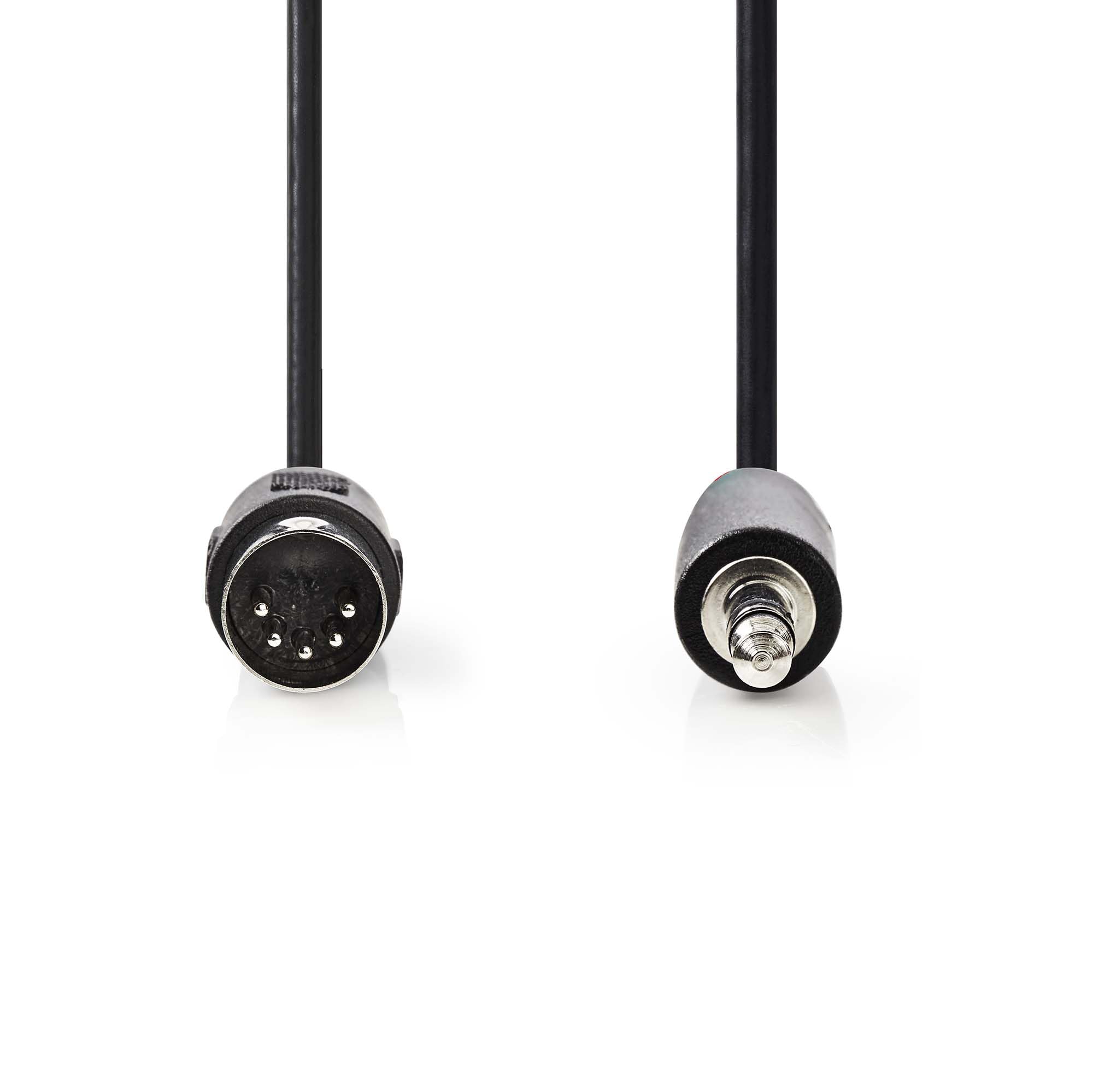 NEDIS 2m DIN Audio Cable, 5-Pin DIN Male to 3.5mm Male, Stereo Cable for Connecting Cassette Player or CD Player to Amplifier, Shielded Cable