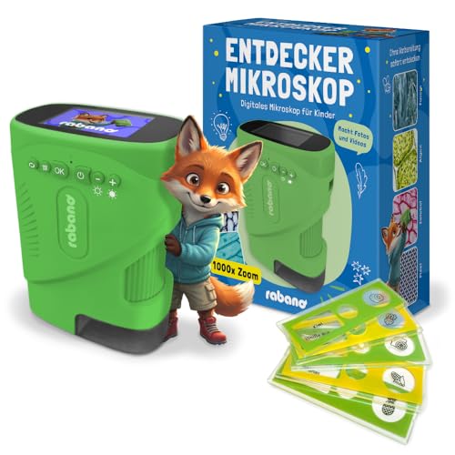 Rabano Digitales Mikroskop Kinder | Abenteuer Mikroskop für Kinder | Grün