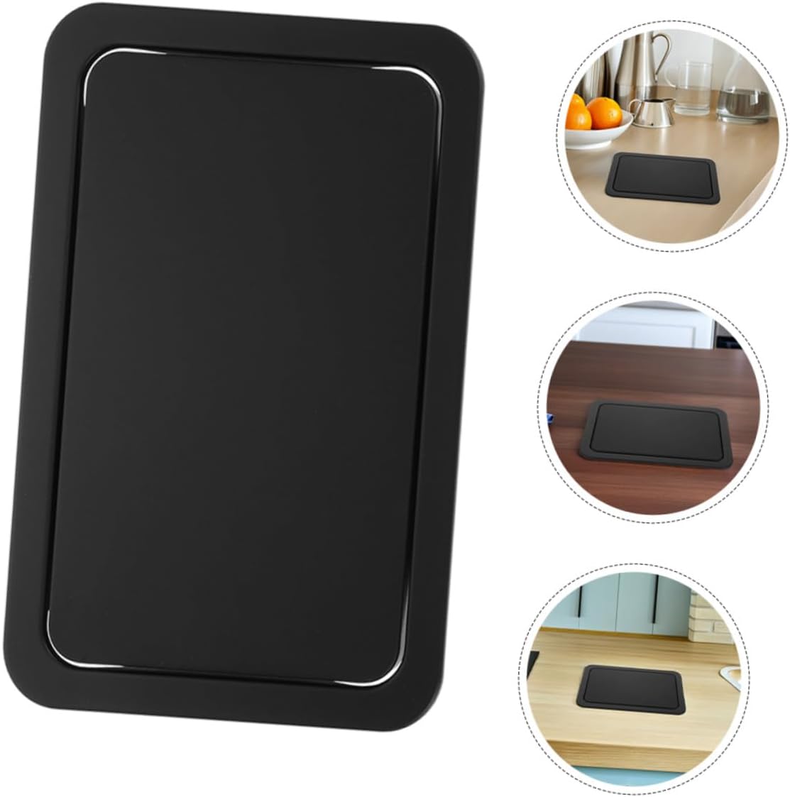 2pcs Stainless Steel Recessed Waste Bin Lid with Swing Flap, Medium 260x175mm Countertop Trash Can Covers for Kitchen and Bathroom Recycling Cans