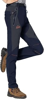 Rdruko Wasserdichte Fleece-gefütterte Damen-Hose, Winter, Outdoor, Ski, Wandern, warme Arbeitshose mit Reißverschlusstaschen