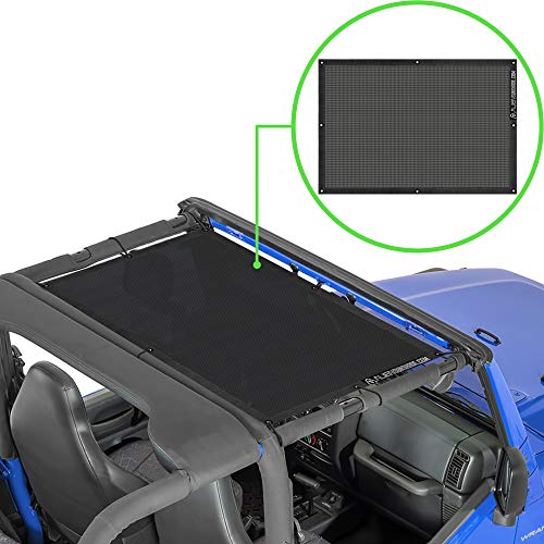Alien Sunshade Jeep Wrangler TJ (1996-2006) â€“ Front Mesh Sun Shade for Jeep TJ - Blocks UV, Wind, Noise - Bikini Top Cover for Jeep Wrangler TJ (Black)