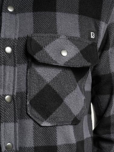 Brandit Jeff Fleece Shirt Long Sleeve, Farbe: Black/Grey, Größe: L