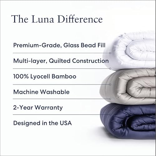 Luna [Cooling Silky Bamboo Weighted Blankets For Kids] 100% Lyocell Premium Quality Weighted Cooling Blanket | Breathable All Season Calming Blanket For Kids [10Lbs - Twin - 41" X 60"] [Light Grey] #TOP3