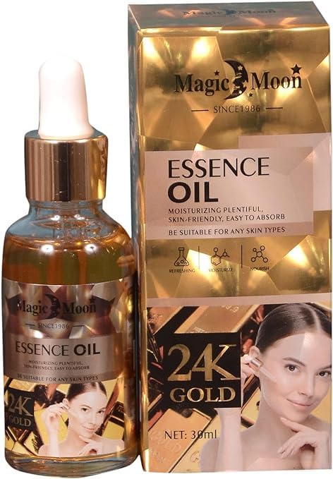 24k Gold ESSENCE OIL Anti-Ageing Essence Radiance Serum Extract Skin Face Serum Face Oil for Tightening GLOWING Skin, Reduce Fine Lines زيت ESSENCE مصل جوهري مضاد للشيخوخة ومستخلص مصل الوجه للبشرة