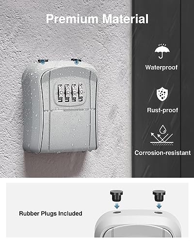 Image of Puroma Portable Combination Lock Box - Wall-Mounted Key Storage for House, Office, Apartment - Resettable Code Safe Security Box (1 Pack, Silver)