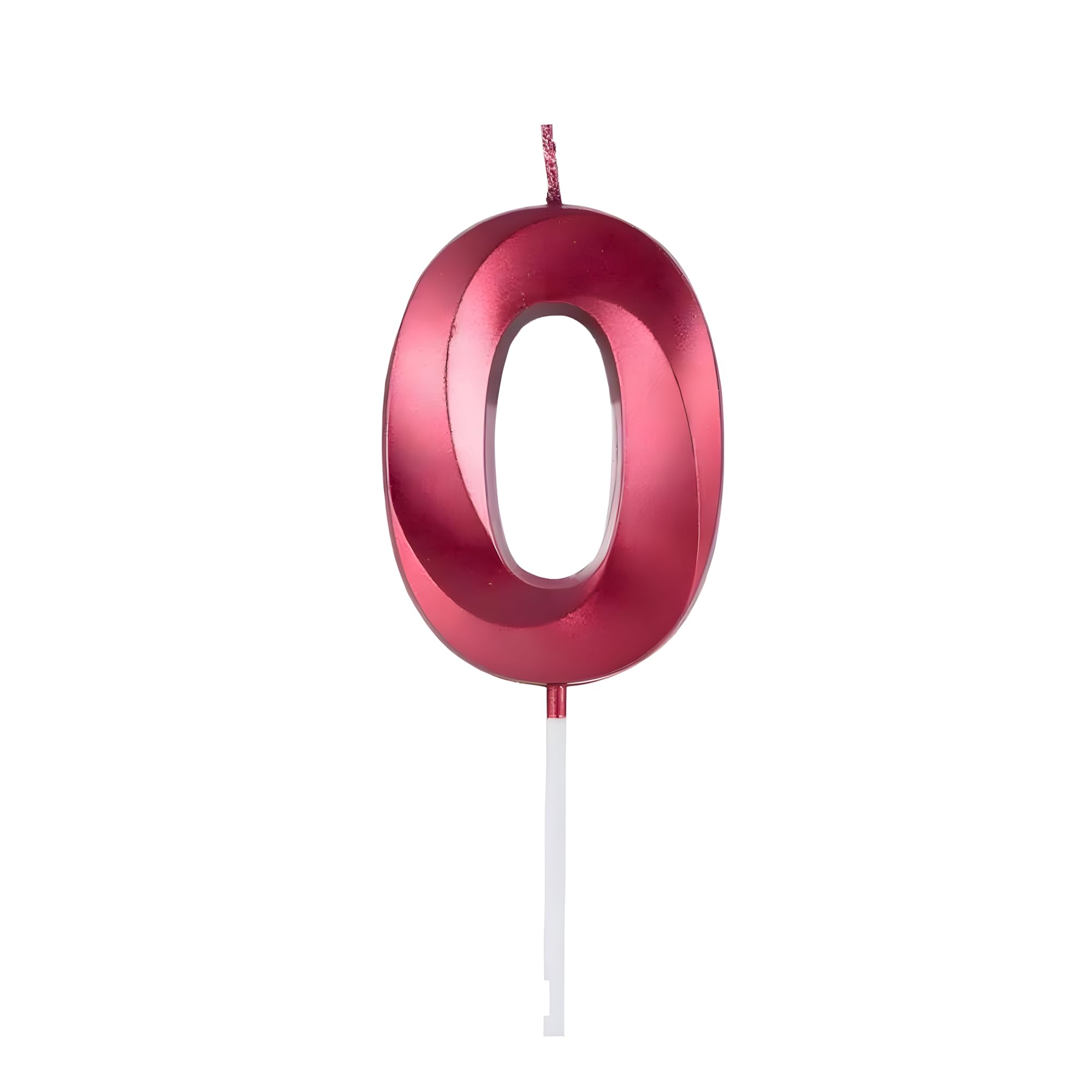 Juzfun Birthday Candles 0 Metallic Red Number Zero Year Anniversary Cake Topper Size Width 3.5 x Height 5 cm