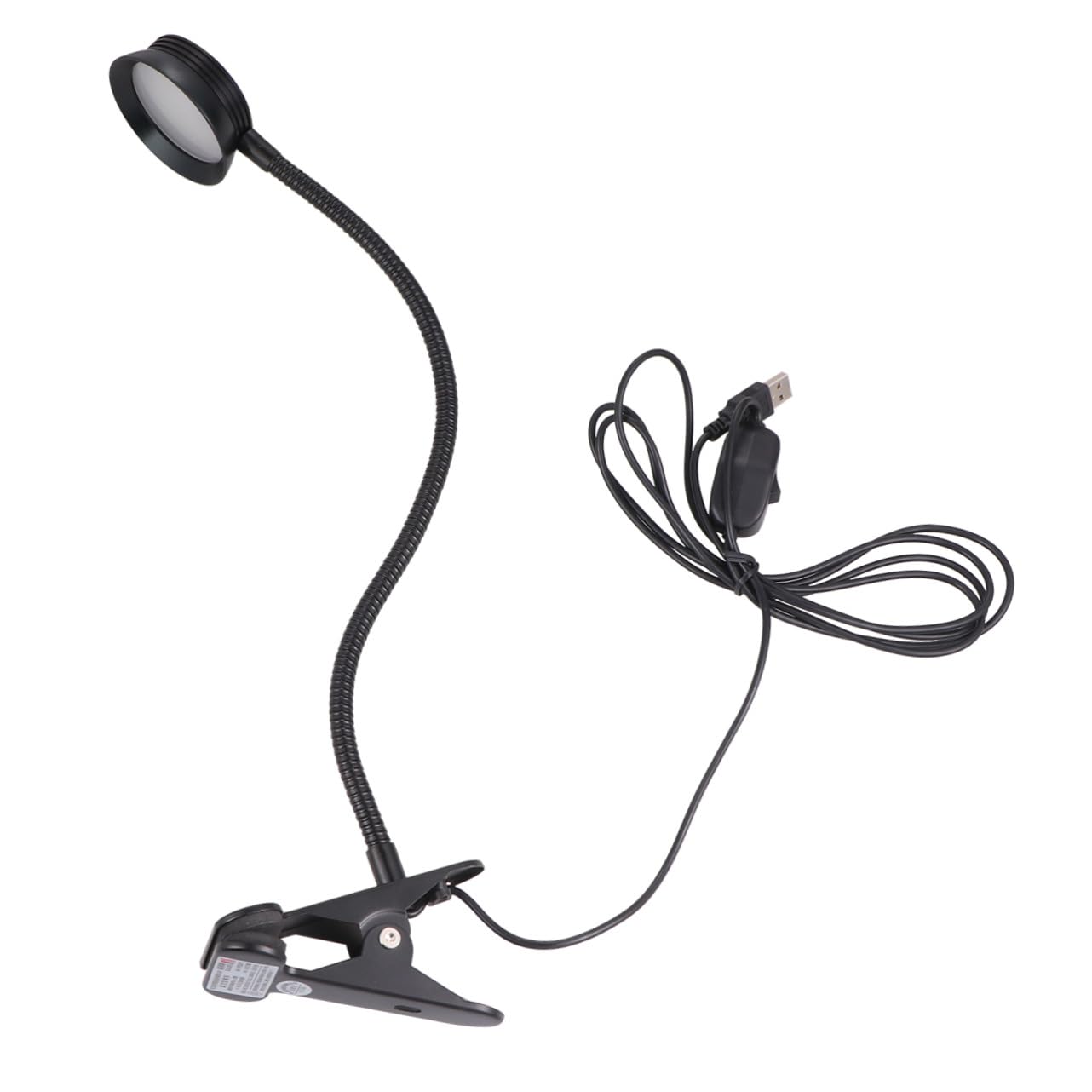 Lampada da Lettura Clip LED Nera, Luce Regolabile a 2 Livelli, Collo Flessibile e Clip Robusta per Lettura a Letto e Viaggi