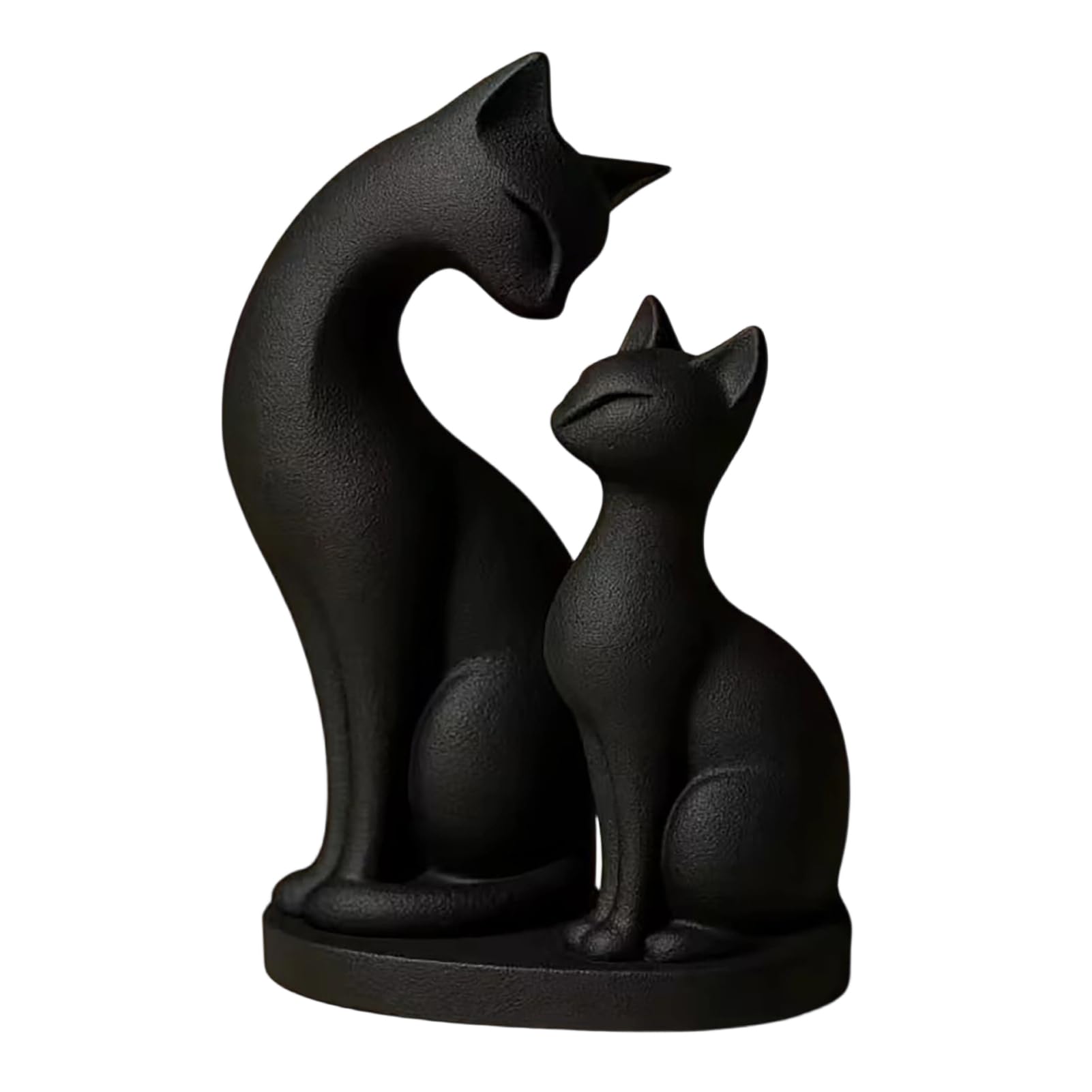 anwhriet 3D Printed Black Cat Figurine, Mother and Kitten Animal Statue, Frosted Matte PLA Sculpture for Shelf Desktop Home Decor, Cute Ornament Gift for Cat Lovers Black