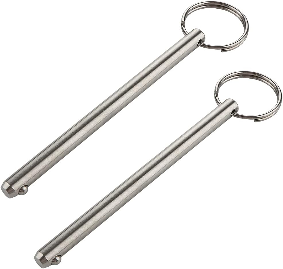 2 Pack Quick Release Pin, Diameter 5/16"(8mm), Overall Length 4.72"(120mm), Usable Length 4.13"(105mm), Full 316 Stainless Steel, Bimini Top Pin, Marine Hardware