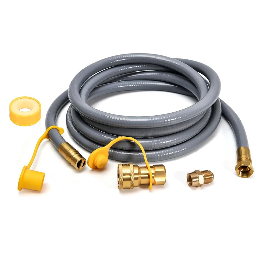 Natural Gas Hose 1/2 Inch 10Ft, Natural Gas Line Hose with Quick Connect Fittings, Use for Grill,Patio Heater,Pizza Oven,BBQ Conversion, CSA
