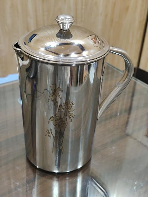 Stainless Steel Water jug with Lid and Handle | Capacity- 2 LTR (Approx) | Drink Servers | Laser Flower Design-image-20