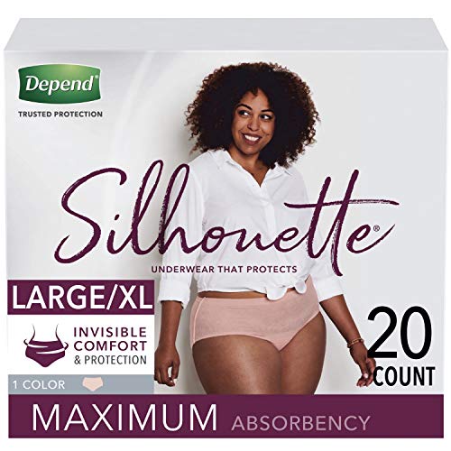Image of Depend Silhouette Incontinence Underwear for Women, Maximum Absorbency,20 count, L /XL, Beige