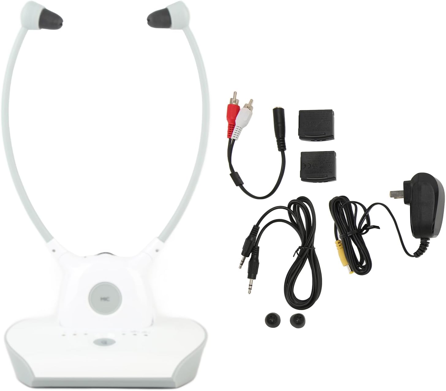 SUNGOOYUE TV Hearing Headphones, Wireless 2.4GHz Headphones with 3.5mm AUX Connection, SNR 75dB HiFi Sound, Volume and Channel Adjustment, for TV DVD Computer Cell Phone Tablet PC (US Plug 100‑240V)