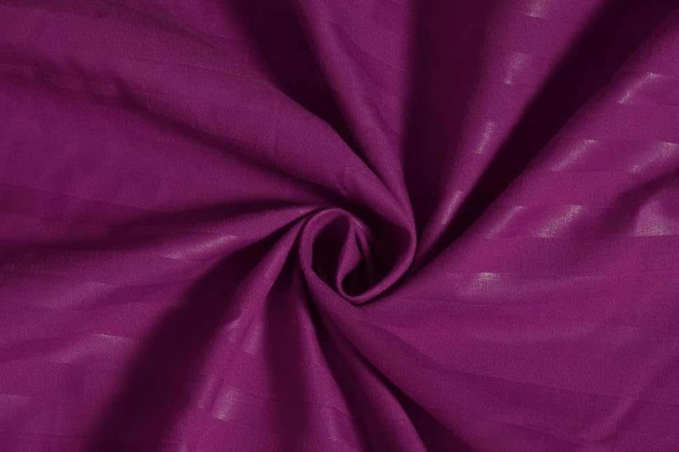 Image of Blue Strip Polycotton Bedsheet, Double 90x100 (Wine) | Hotel Quality | Soft, Breathable & Colourfast | Wrinkle Resistant | Machine Washable | Pillow Covers Included
