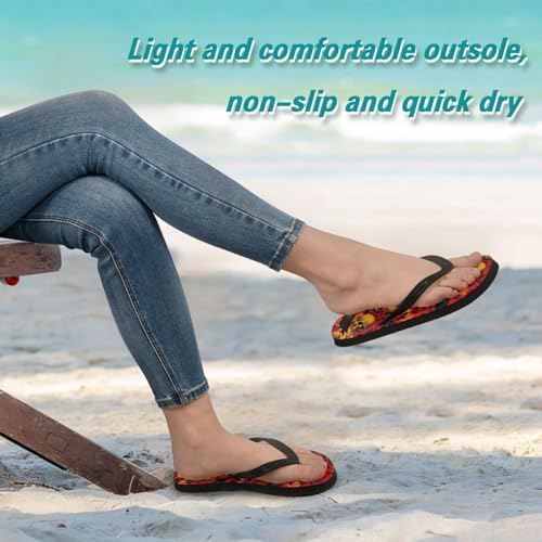 Flip Flop Sandals Crows Skull Print for Women Men Beach Outdoor XS4