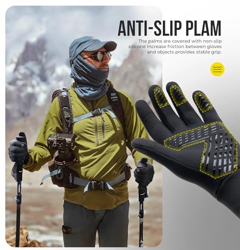 Image of PULIOU Winter Waterproof Thermal Gloves for Men Women, Cold Weather Windproof Ski Snow Gloves with Touchscreen Fingers for Running Cycling Hiking Driving