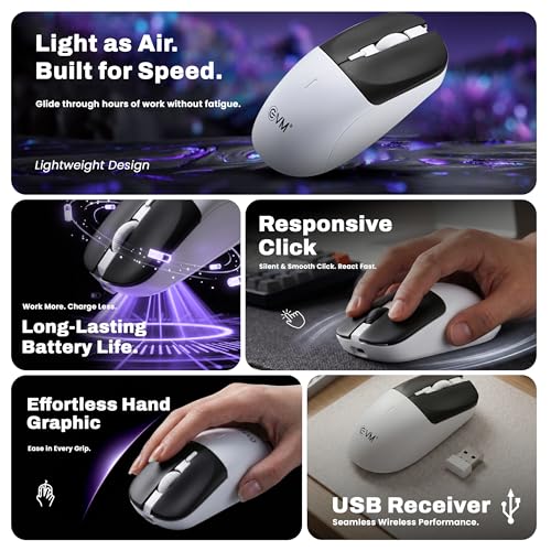 Image of EVM 2.4GHz Wireless Mouse with USB Receiver | 1200 DPI Optical Sensor | 4 Keys Ergonomic Mouse | Smooth Tracking | Wireless Mouse for Laptop, Desktop & Mac | EWLM-630-Black