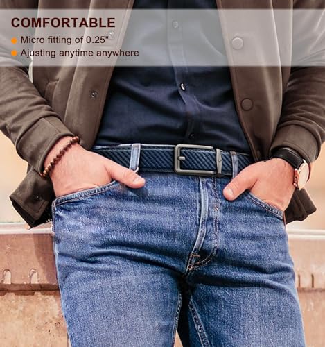 Image of BULLIANT Men Ratchet Belt 2 Pack, Click Sliding Leather Belt Adjustable for Gift Men Dress Casual Jeans 1 3 /8,Cut for Fit