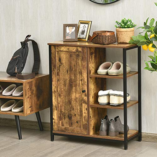 Giantex Storage Cabinet, Industrial Pantry Cupboard With 3 Open Shelves, Buffet Sideboard, Standing Baker’s Rack, Wood Cabinet Organizer For Bathroom, Living Room, Rustic Brown #TOP1