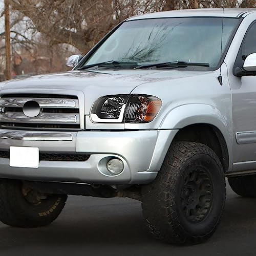 Switchback Sequential LED Headlights Amber Reflector 4-Pieces For 05-06 Toyota Tundra / 05-07 Sequoia