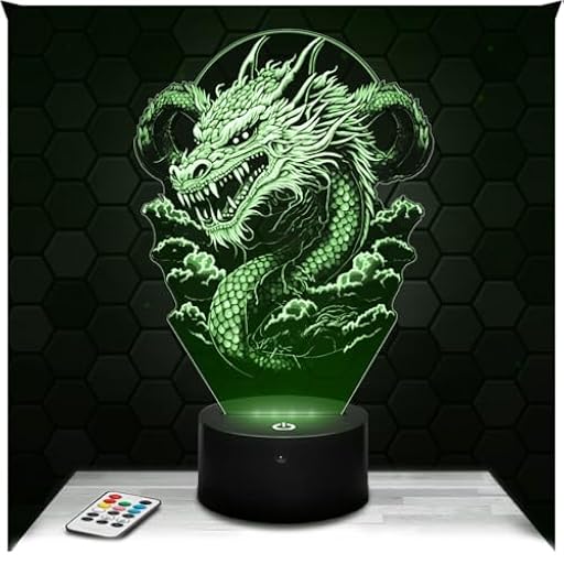Lampephoto.fr - Lámpara 3D Dragón Japonés Decoración China, Idea Regalo Hombre Mujer Objeto Dragón Japonés Luz Nocturna para Adultos Decoración de Cuarto, Regalo Navidad, Merchandising TOP | Ya disponible en tu tienda friki favorita! En mundofriki.es!