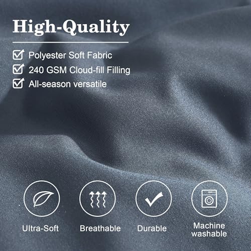 Image of Monbix Full Size Comforter Sets - 7 Pieces Blue Grey Bed in a Bag Full Size Bedding Sets with Comforters, All Seasons Comforter with Sheets, Pillowcases & Shams