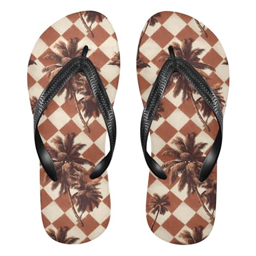 Flip Flop Sandals Brown Trees Print for Women Men Beach Outdoor XS