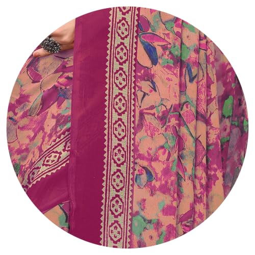 Image of MIRCHI FASHION Women Saree Ethnic Motif Print Chiffon | Breathable Lightweight Plain Weave Sari for Office and Daily Use (Available in 20 Designs)