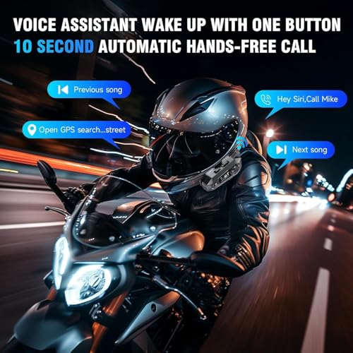 Image of EDYELL A1 Motorcycle Bluetooth Headsets, Smart LED Display Motorcycle Helmet Speakers, HD Calling and HiFi Music,Waterproof & Dustproof Helmet Headset,Group Communication System On Ear Headphones