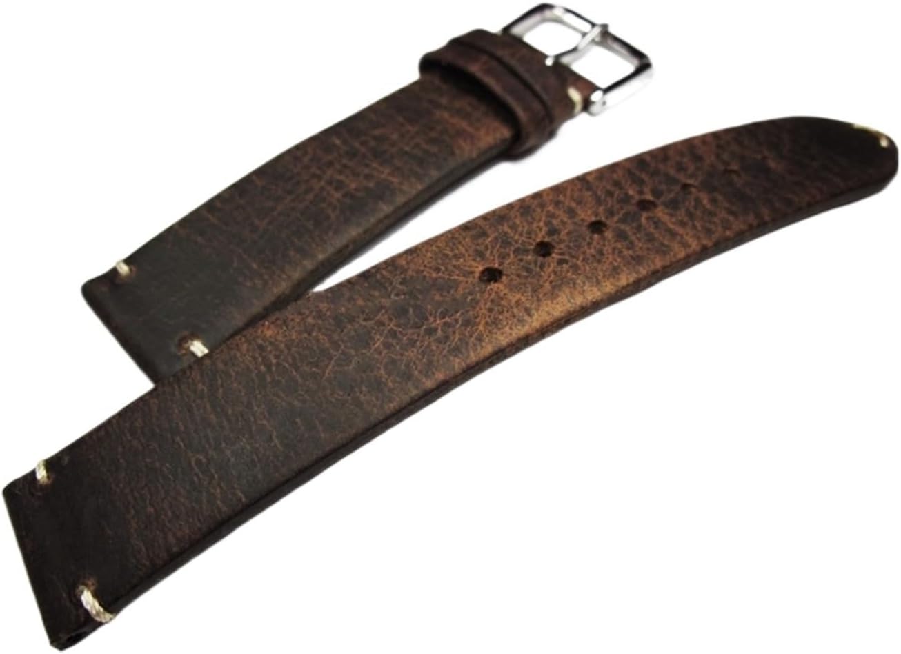 MJMT06 18mm 19mm 20mm 21mm 22mm Handmade Thin Vintage Crazy Horse Genuine Leather Watchband Wristband Brown Watch Straps