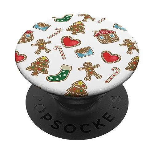Christmas Gingerbread Pattern Cookie Xmas PopSockets Adhesive PopGrip