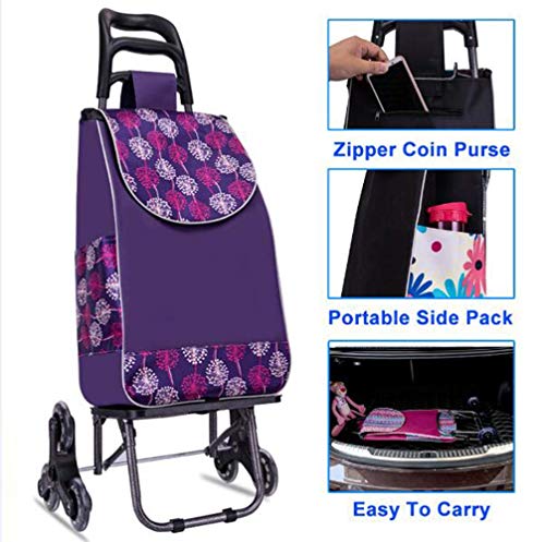 QHYTL Einkaufswagen, Einkaufstrolley, zusammenklappbar, Treppenklettern, Einkaufswagen mit 6 Rädern, wasserdichter… – Bild 4