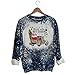 Damen-Weihnachtsdruck-Sweatshirt, Langarm, O-Ausschnitt, Top, Pullover-Bluse Schlafanzug Damen Schwangerschaft