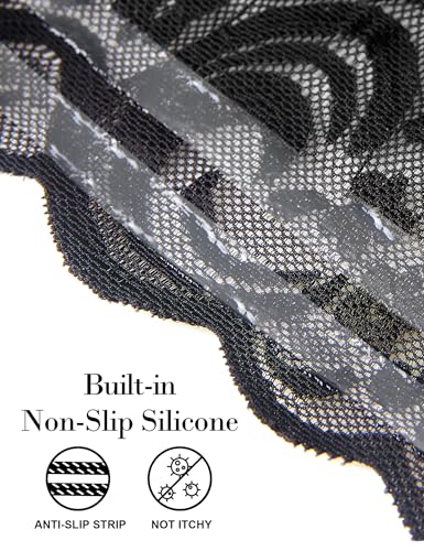 ohyeahlady Women 3 Pack Thigh High Stockings Lace Top Plus Size Sheer Antiskid Silicone Pantyhose XS-5XL4