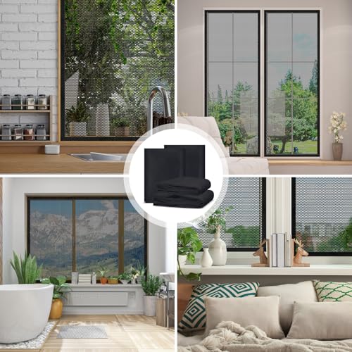 Fliegengitter Fenster, Insektenschutz Fenster, Fliegennetz Fenster, Moskitonetz Fenster, mit Klettband Selbstklebend, Schützen die Familie vor Insekten (Schwarz B, 150x180cm - 4 Stück)