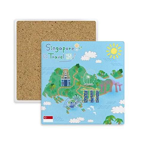 Coaster absorbant pour boisson et tasse voyage Singapour multicolore de table - 2