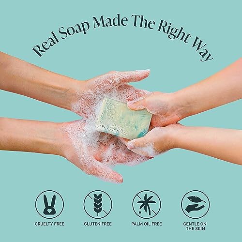 Image of Handmade Soap, All Natural Soap for Women & Men, Hand, Bath & Body Natural Bar Soap, Vegan, Palm Oil Free, Made in USA with Shea Butter + Essential Oils, Moss and Amber /Patchouli Mud /Pine Top, 3 Bars
