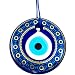 Erbulus Turkish Glass Evil Eye Wall Hanging Gold Flower Pattern Ornament - Home Protection Charm - Wall Decor Amulet