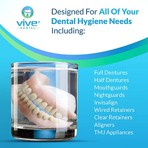 Vive Dental Retainer & Denture Tabs - Cleaner Tablets - For Mouthguard, Night Guard, Removable Partial Or Full False Teeth - Overnight, Antibacterial Cleanse - Cleaning Removes Stains, Plaque, Odor #TOP1