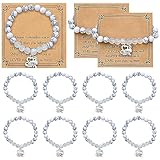 Equsion 12 Pieces Cheer Bracelet Cheerleader Gifts Cheerleading Bracelet Cheer Charm Jewelry for Cheerleader Team Woman Valentines Day Gifts(White)