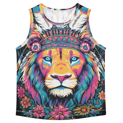Boys' Tank Top Shirt Colorful Lion Sleeveless T-Shirts