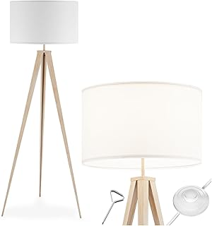 tectake® Lampadaire sur pied salon Lampe sur pied Lampe salon, Luminaire salon moderne Lampe Design scandinave industriel pour Lumière cosy salon, bureau, chambre enfants, lit, chambre - Marron chêne