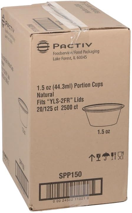 Pactive SPP150 Plastic Portion Cup, 1.5 Oz, Translucent, 125/sleeve, 20 Sleeves/carton