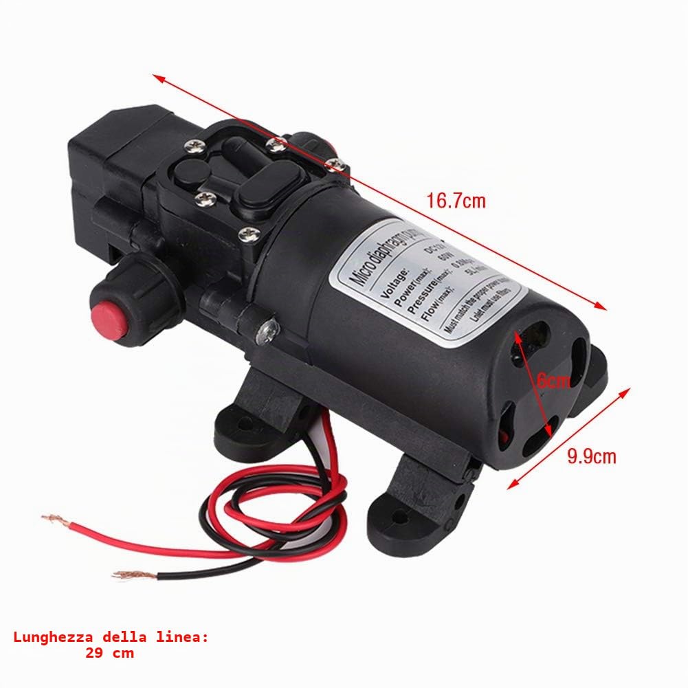 Pompa ad acqua ad alta pressione, DC 12V 5L/Min 116Psi Pompa autoadescante per lacqua, pompa dell'acqua a membrana per camper, barche, roulotte e il giardino