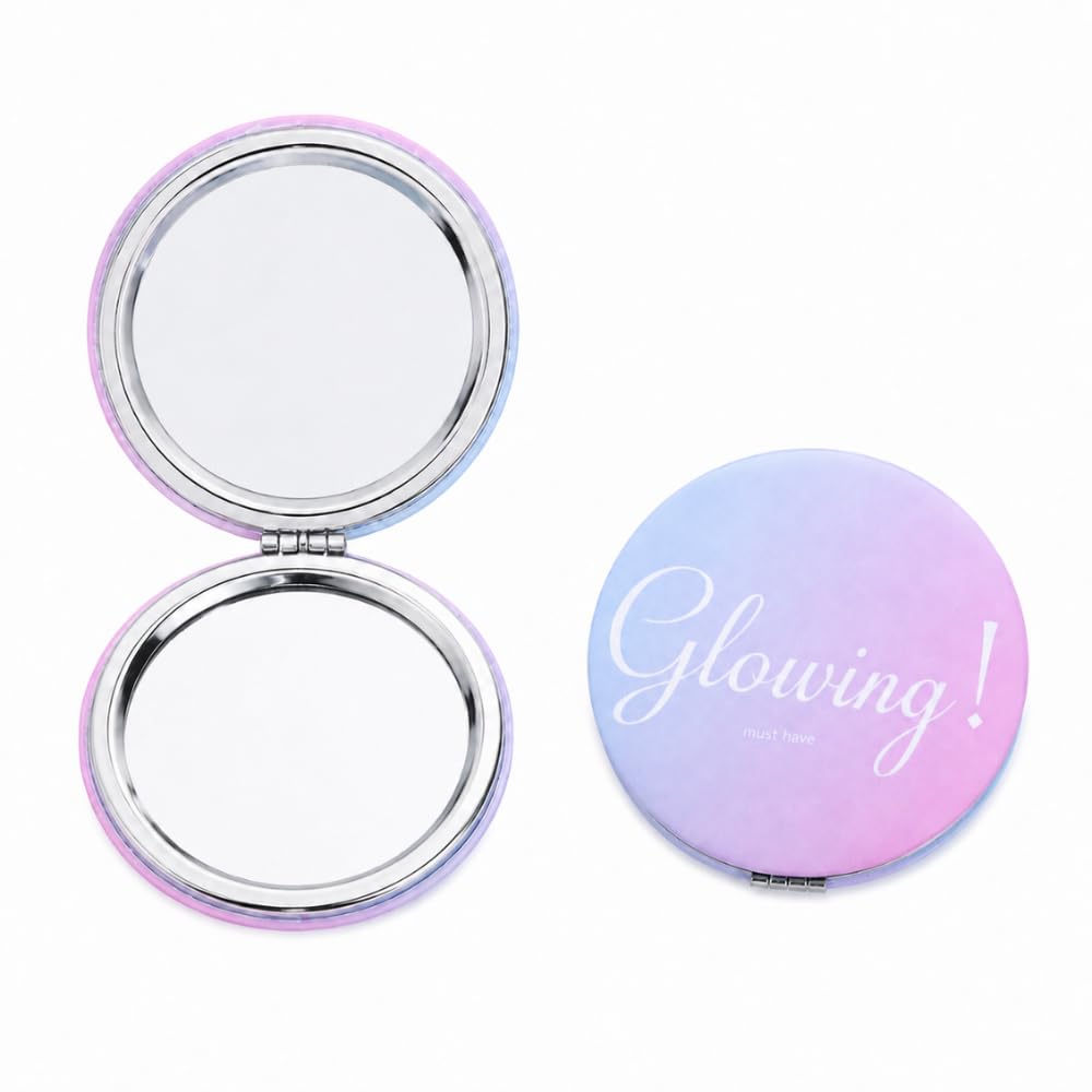 Compact Mirror for Women & Girls – Cute Foldable Double Sided Makeup Mirror, Portable Round Pocket Vanity Mirror for Purse & Travel Use (Hello Frame)-image-9